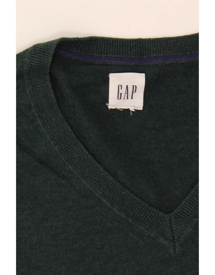 Gap Mens V-Neck Jumper Sweater XL Green