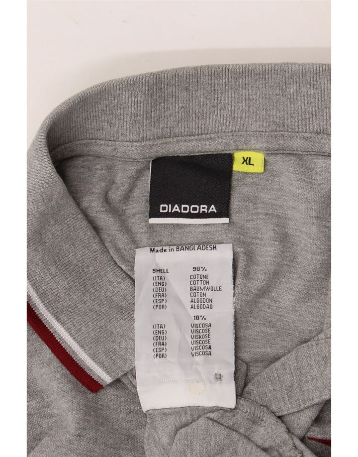 DIADORA Mens Polo Shirt XL Grey Cotton