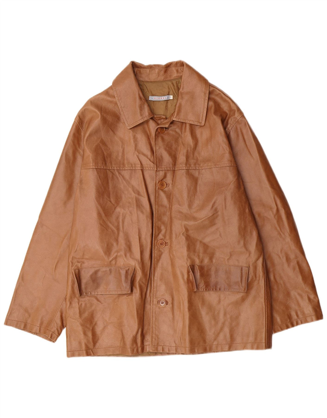 VINTAGE Mens Leather Jacket IT 50 Large Brown Leather