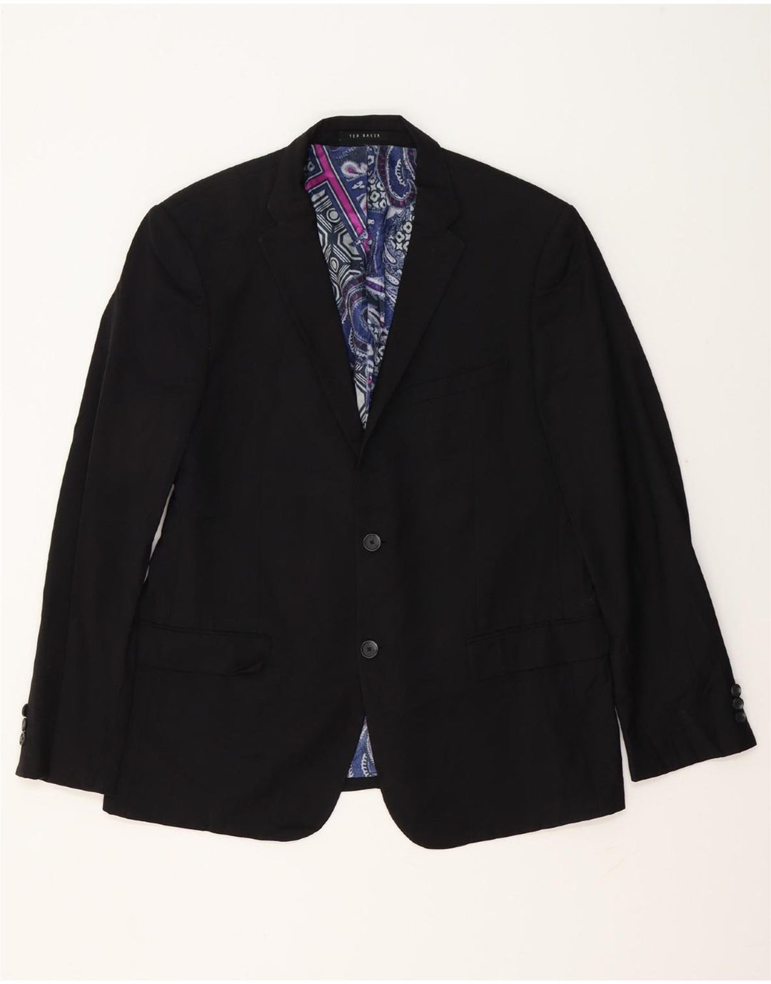 TED BAKER Mens 2 Button Blazer Jacket UK 42 XL Black Wool