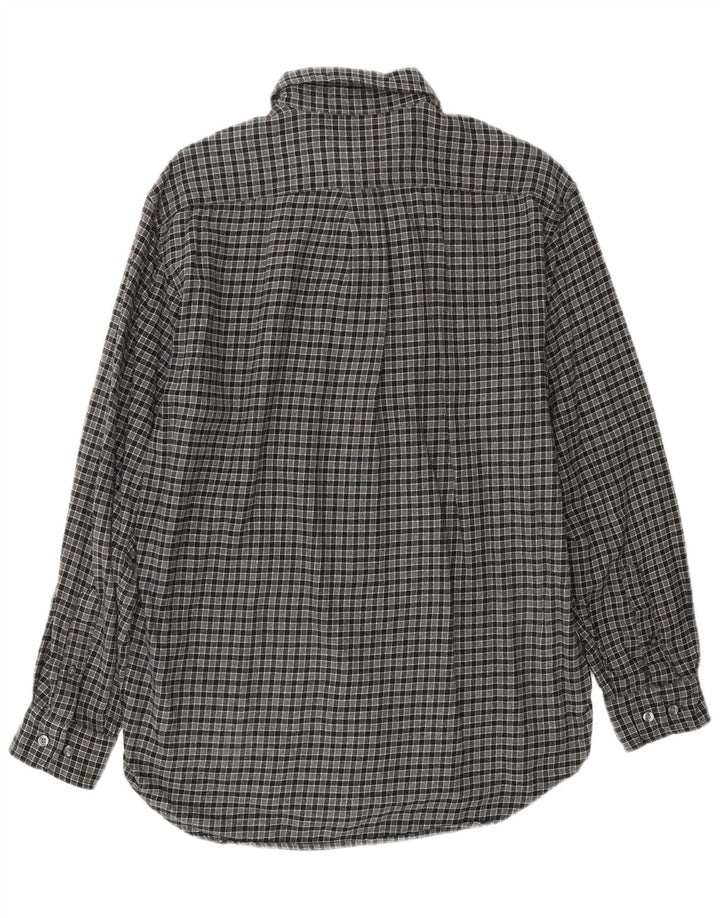 EDDIE BAUER Mens Flannel Shirt Small Grey Check Cotton