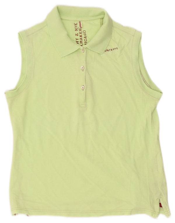Murphy & Nye Womens Sleeveless Polo Shirt UK 10 Small Green Cotton