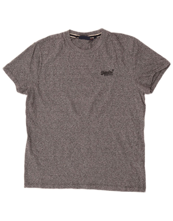 Superdry Mens T-Shirt Top Large Grey Flecked Cotton