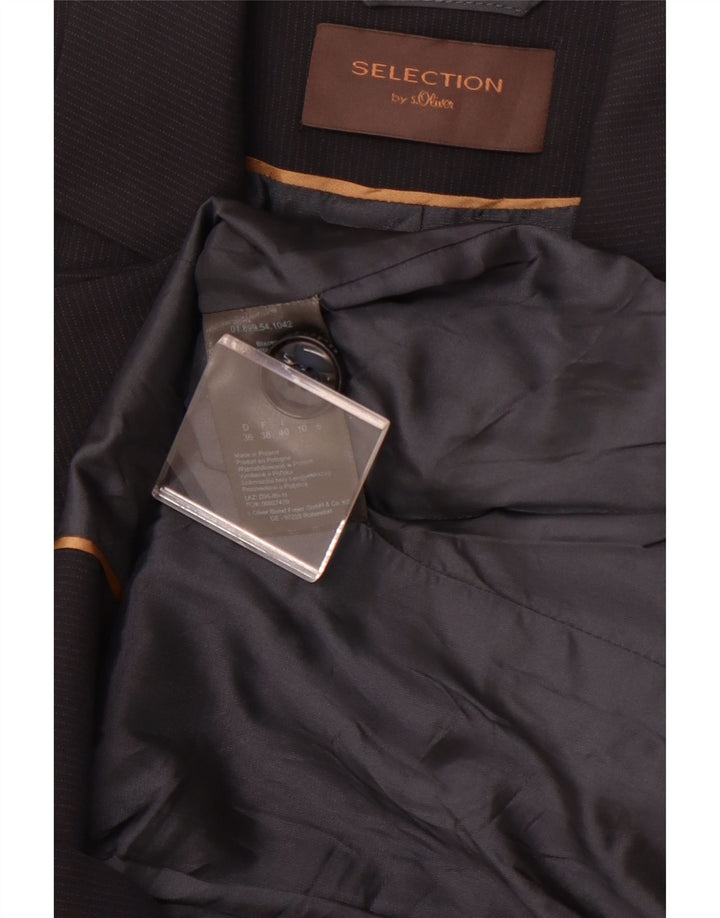 S.OLIVER Womens 2 Button Blazer Jacket UK 10 Small Navy Blue Pinstripe