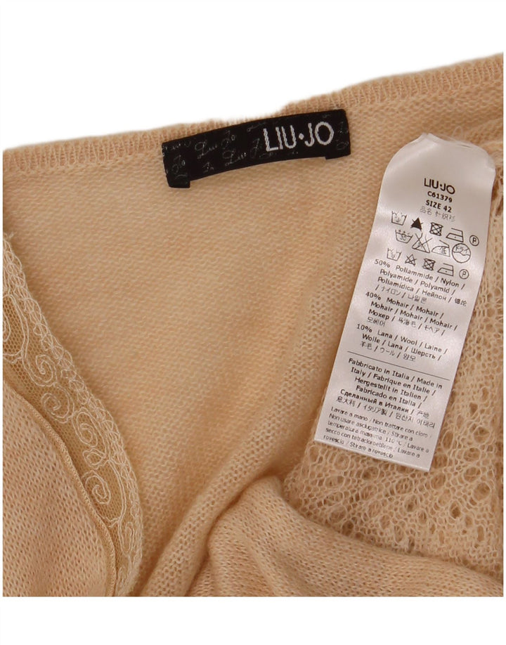 LIU JO Womens Front Tie Cardigan Sweater IT 42 Medium Beige Polyamide