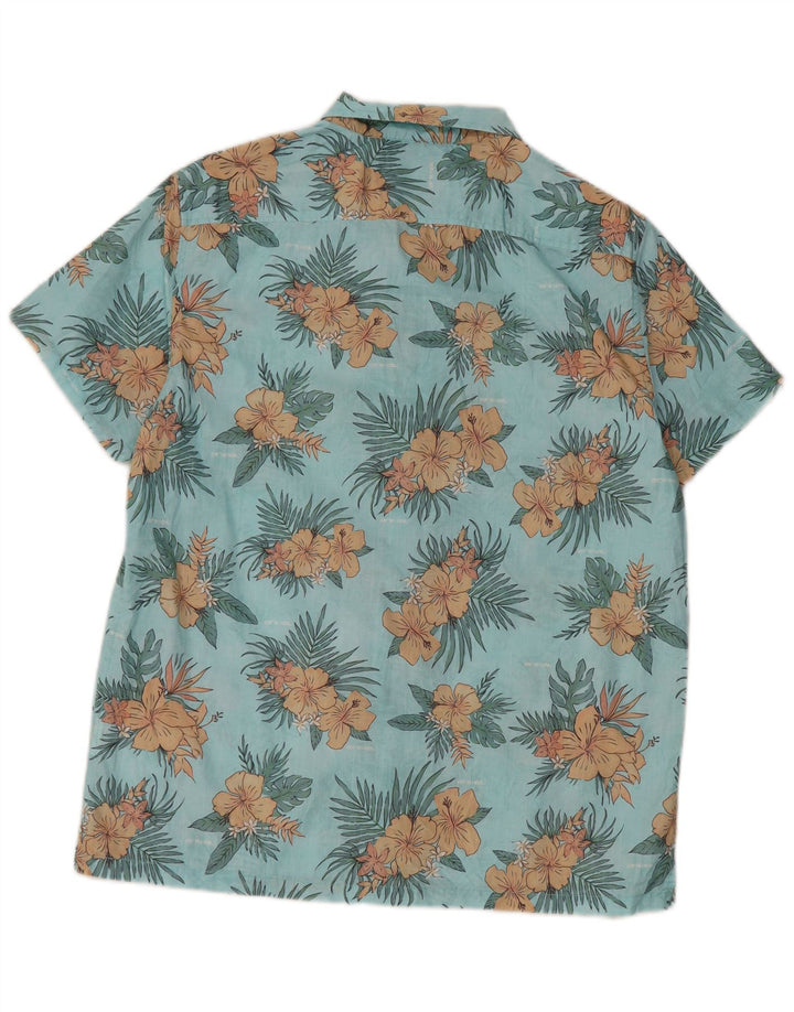 Animal Mens Short Sleeve Shirt Medium Blue Floral