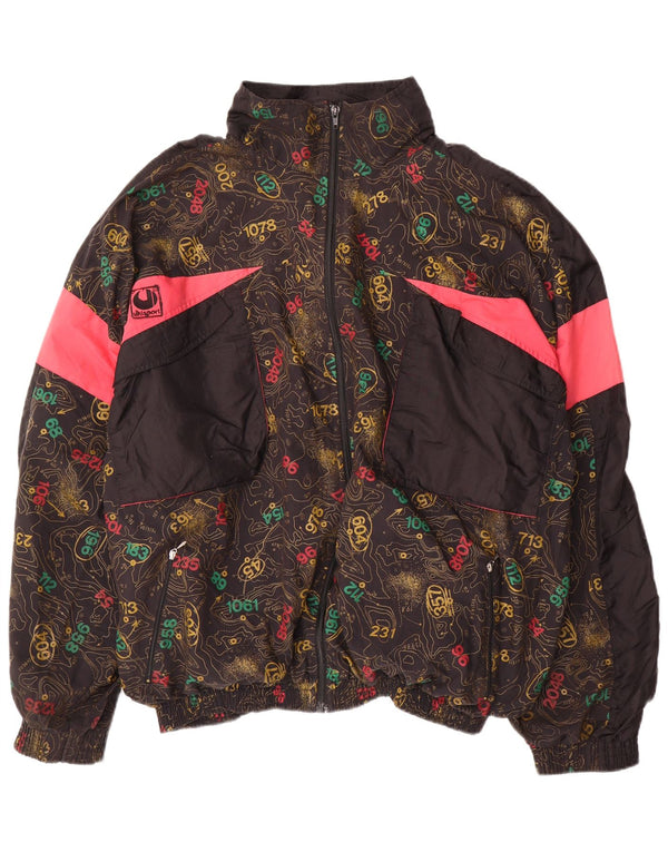 Uhlsport Mens Graphic Tracksuit Top Jacket XL Black Colourblock Cotton