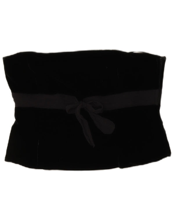 LAURA ASHLEY Womens Velvet Corset Top UK 14 Medium  Black Viscose