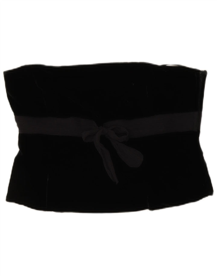 LAURA ASHLEY Womens Velvet Corset Top UK 14 Medium  Black Viscose