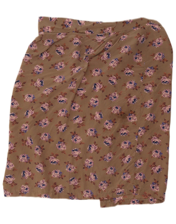 Vintage Womens Wrap Skirt W34 Large Beige Floral