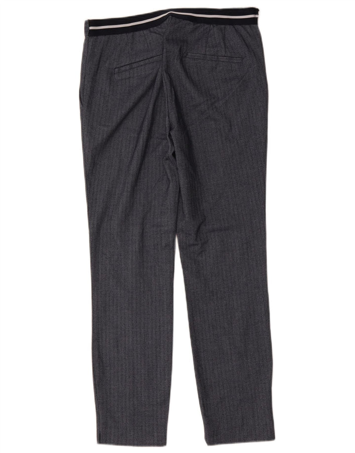 Zara Womens Slim Suit Trousers Medium W28 L27 Navy Blue Herringbone