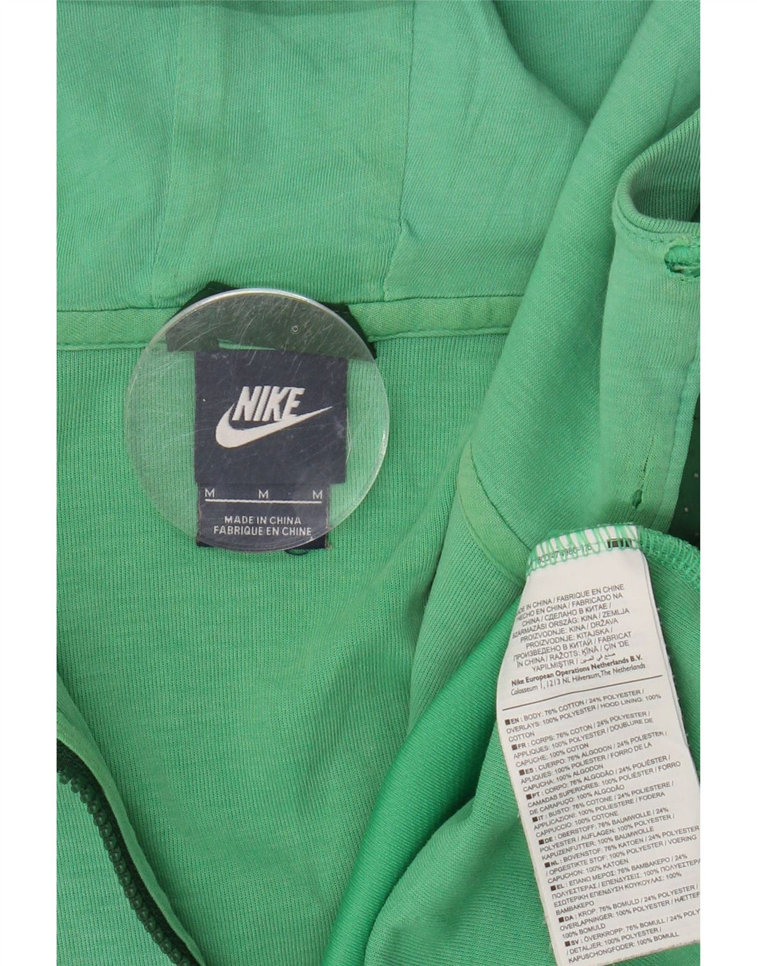 NIKE Mens Zip Hoodie Sweater Medium Green Cotton Vintage Nike and Second-Hand Nike from Messina Hembry 