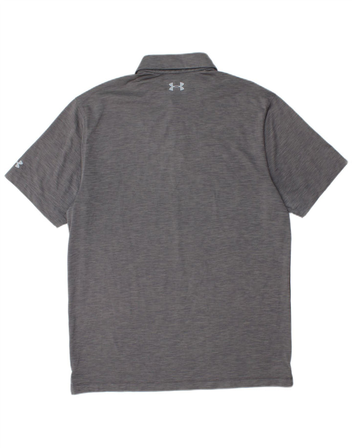 UNDER ARMOUR Mens Heat Gear Polo Shirt Medium Grey Striped