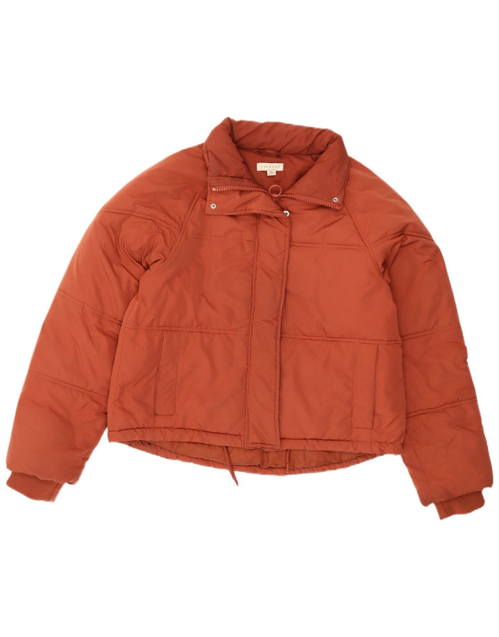 Topshop Womens Oversized Padded Jacket UK 10 Small Orange Polyester