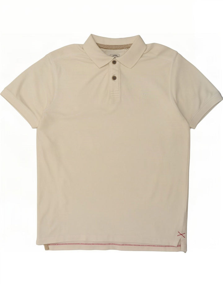Fat Face Mens Polo Shirt Medium Off White Cotton