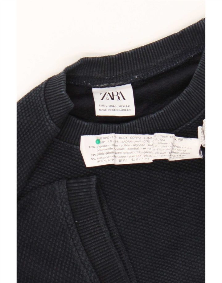 Zara Mens T-Shirt Top Large Navy Blue Cotton