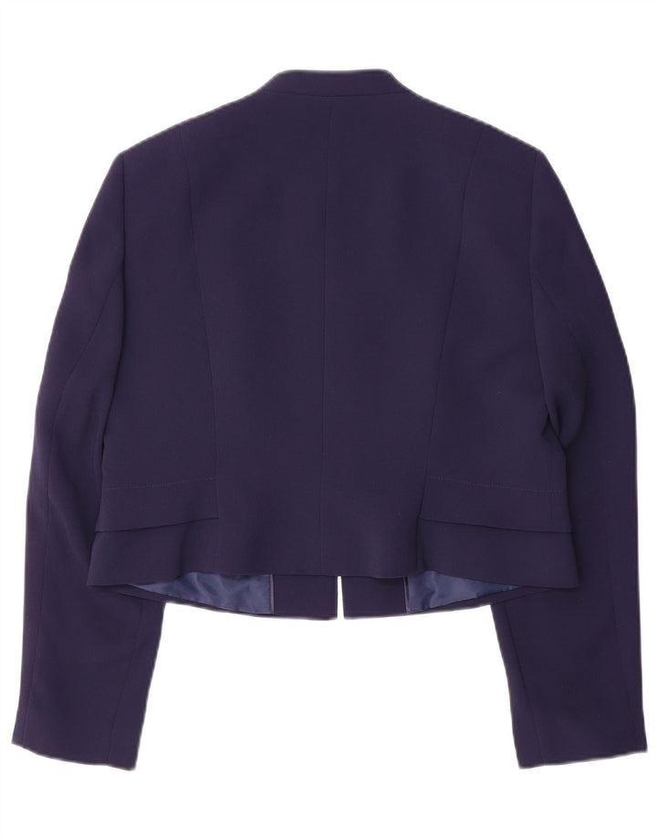 PRECIS Womens Crop Open Blazer Jacket UK 14 Medium Navy Blue Polyester