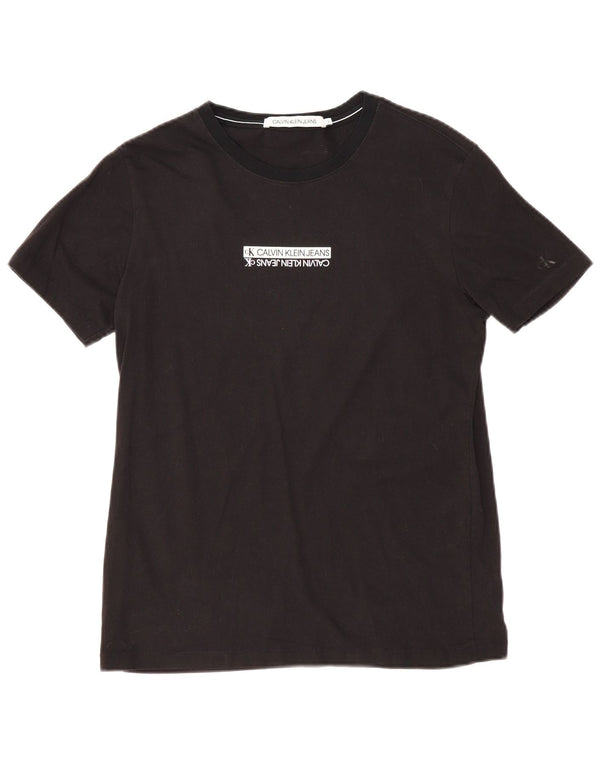 CALVIN KLEIN JEANS Boys Graphic T-Shirt Top 15-16 Years Large Black