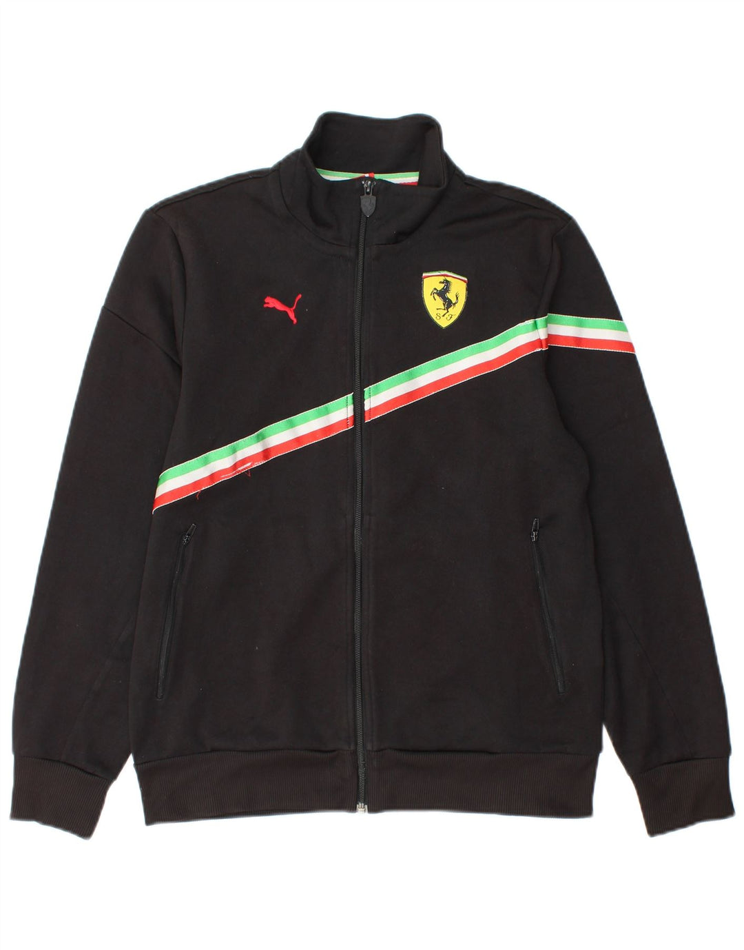 PUMA Womens Ferrari Tracksuit Top Jacket UK 14 Medium Black Striped