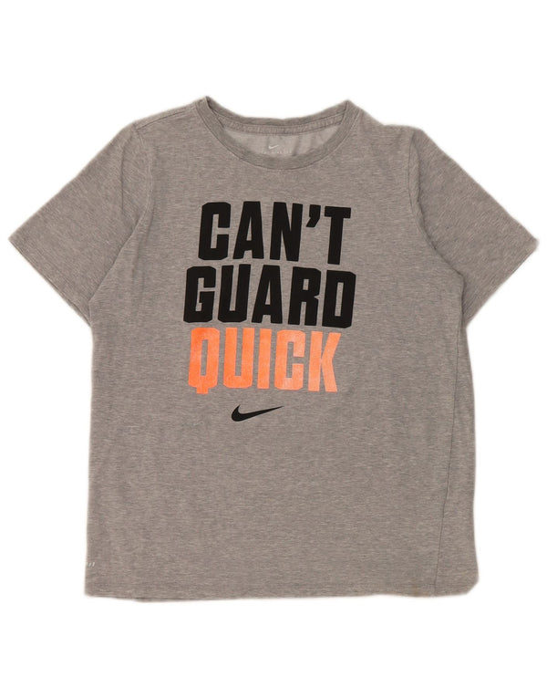 Nike Boys Dri Fit Graphic T-Shirt Top 12-13 Years Large Grey Flecked Cotton