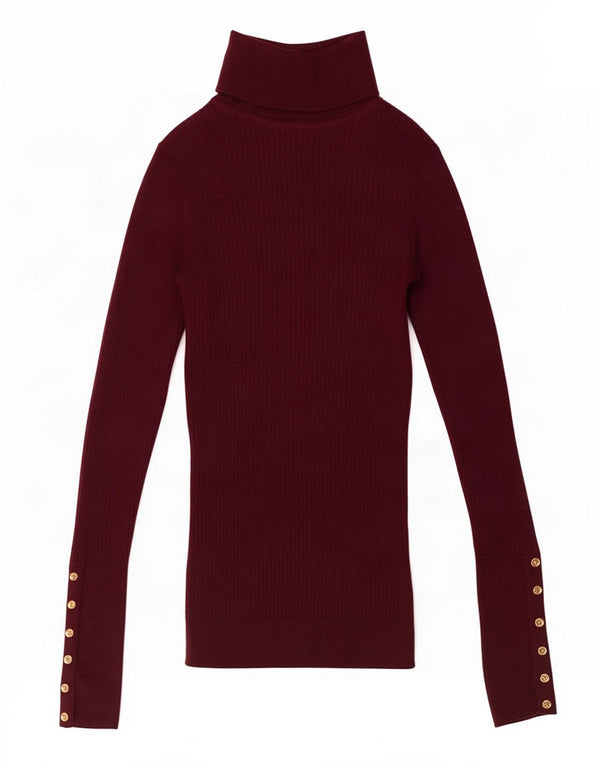 Hobbs Womens Roll Neck Jumper Sweater UK 8 Small Maroon Virgin Wool