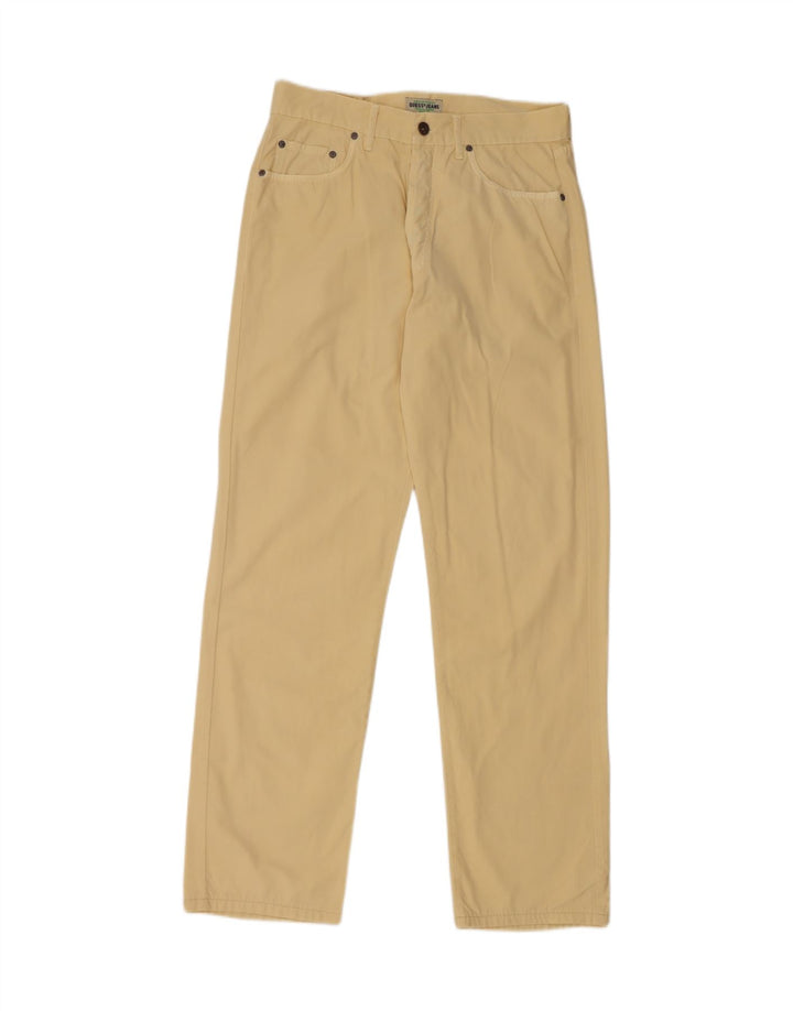 GUESS Mens Straight Casual Trousers W33 L32 Yellow Cotton
