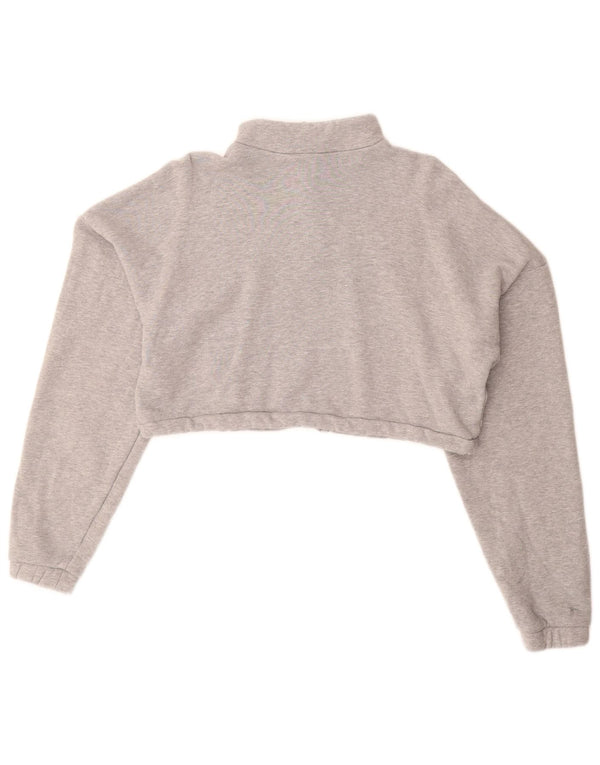 Adidas Womens Oversized Graphic Sweatshirt Jumper UK 10 Small Grey Flecked