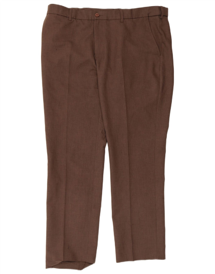 Farah Mens Straight Chino Trousers W40 L31 Brown Polyester