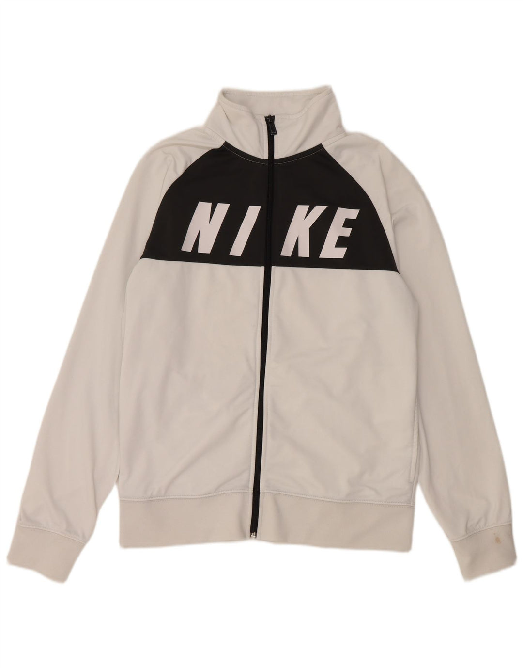 NIKE Mens Graphic Tracksuit Top Jacket Medium White Colourblock Polyester