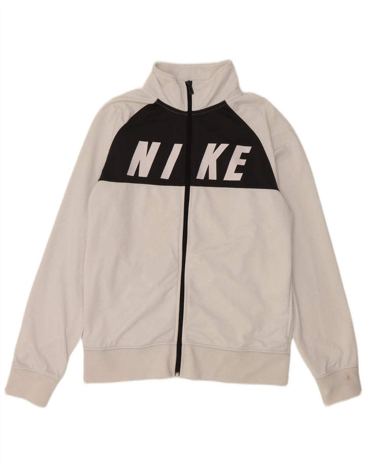 NIKE Mens Graphic Tracksuit Top Jacket Medium White Colourblock Polyester