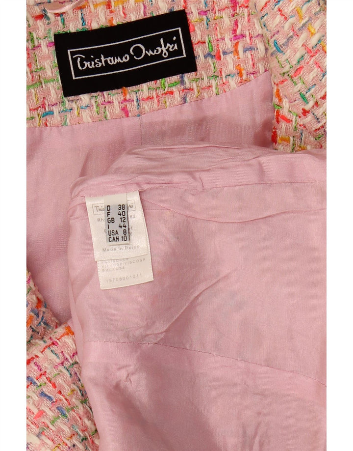 TRISTANO ONOFRI Womens Blazer Jacket UK 12 Medium  Pink Check Cotton