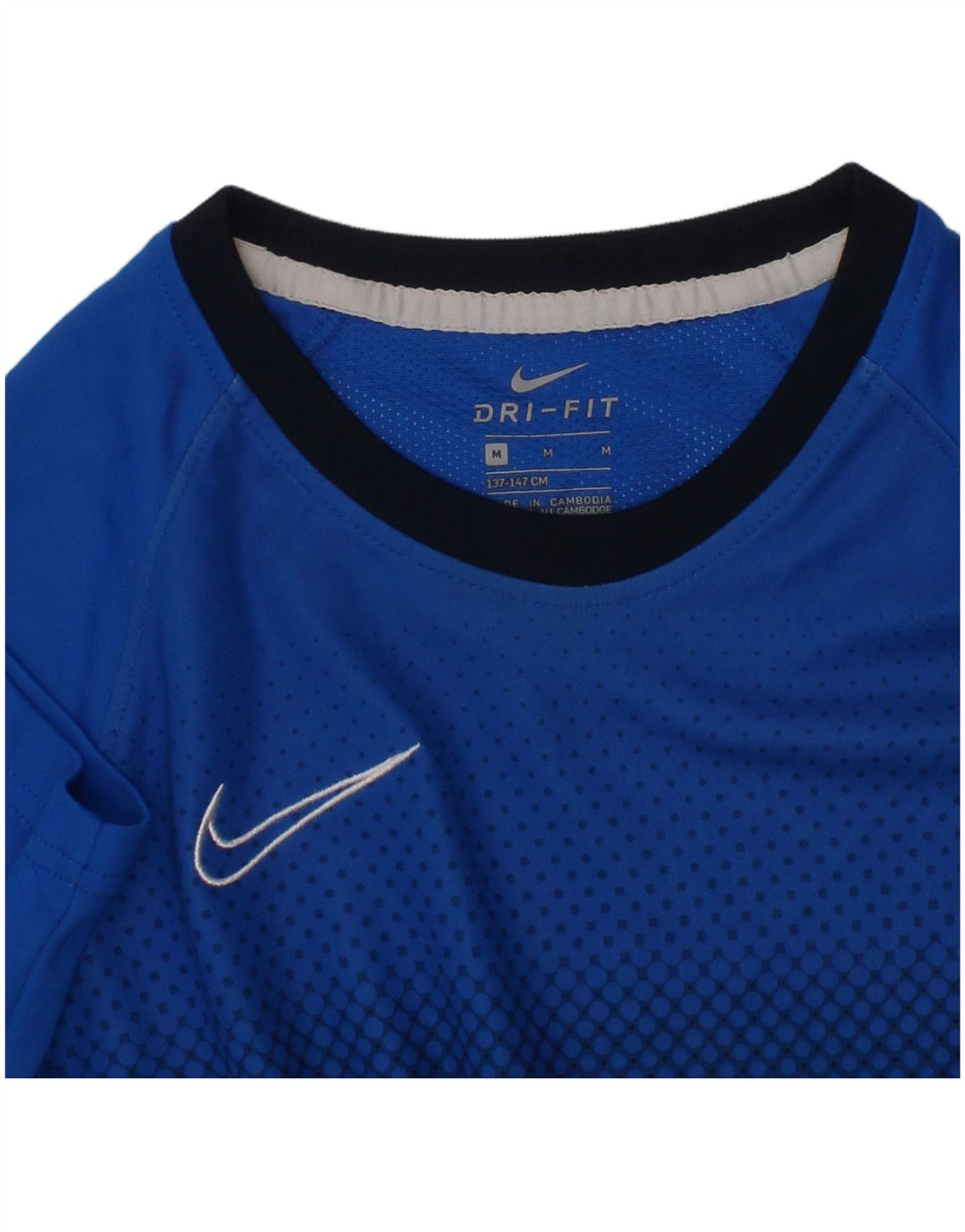 NIKE Boys Dri Fit Graphic T-Shirt Top 10-11 Years Medium Blue Colourblock