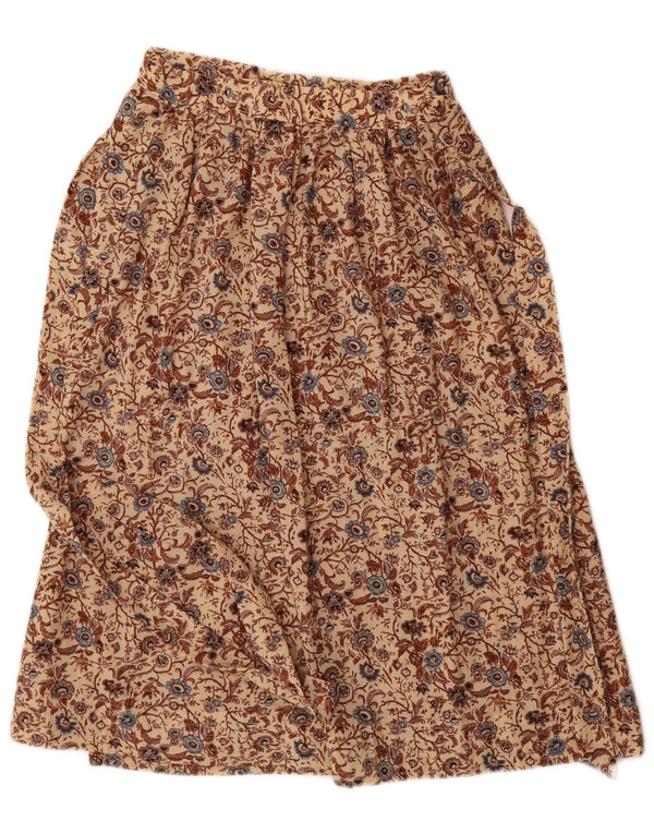 Vintage Womens High Waist A-Line Skirt IT 42 Medium W26 Beige Floral Wool