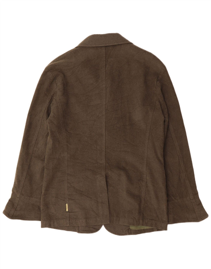 ARMANI JEANS Mens 2 Button Blazer Jacket IT 52 Large Khaki Cotton