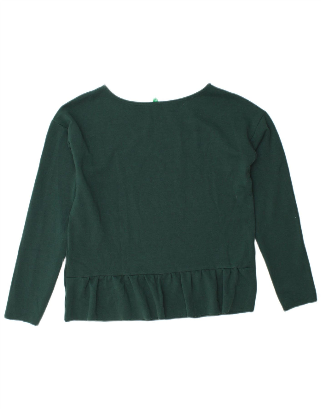 BENETTON Womens Crop Top Long Sleeve UK 12 Medium Green