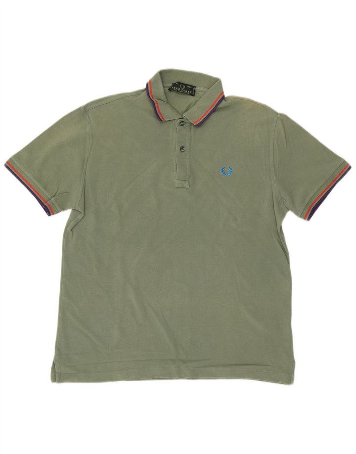 FRED PERRY Mens Polo Shirt Medium Green Cotton