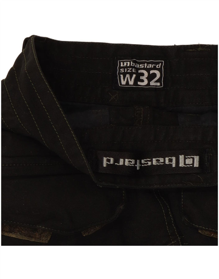 BASTARD Mens Cargo Shorts W32 Medium Black Cotton