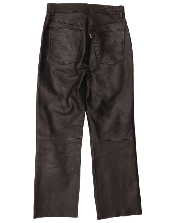 JTS Womens Biker Straight Leather Trousers UK 12 Medium W30 L28 Black