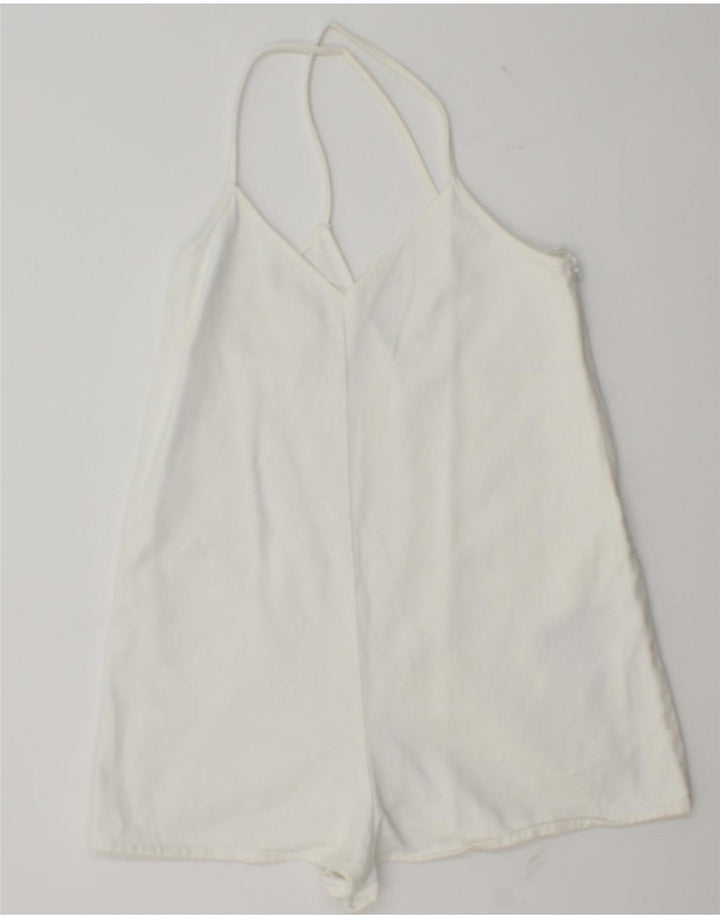 ZARA Womens Playsuit UK 10 Small White Cotton