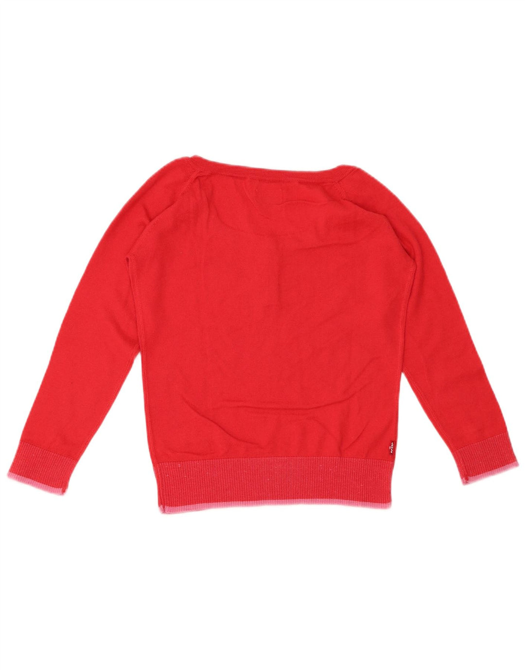 LEVI'S Womens Crop Button Neck Jumper Sweater UK 10 Small Red Cotton