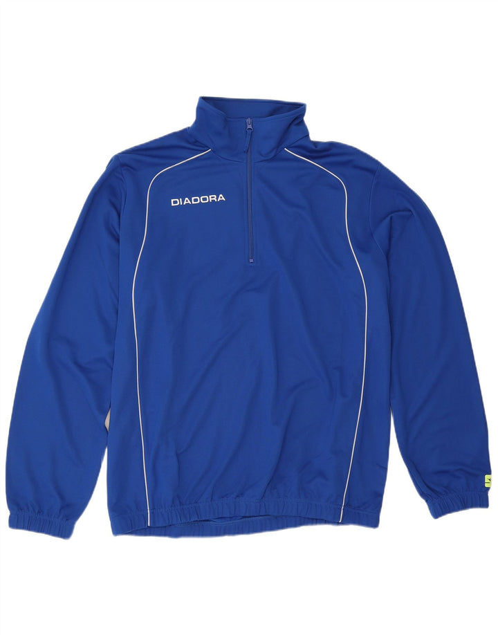 Diadora Mens Zip Neck Pullover Tracksuit Top XL Blue Polyester