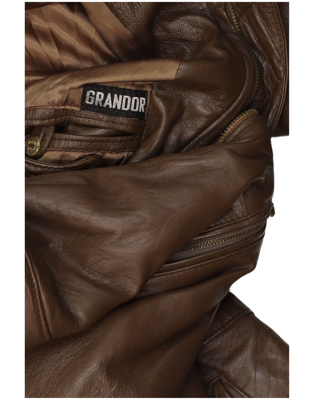 VINTAGE Mens Leather Coat UK 38 Medium Brown