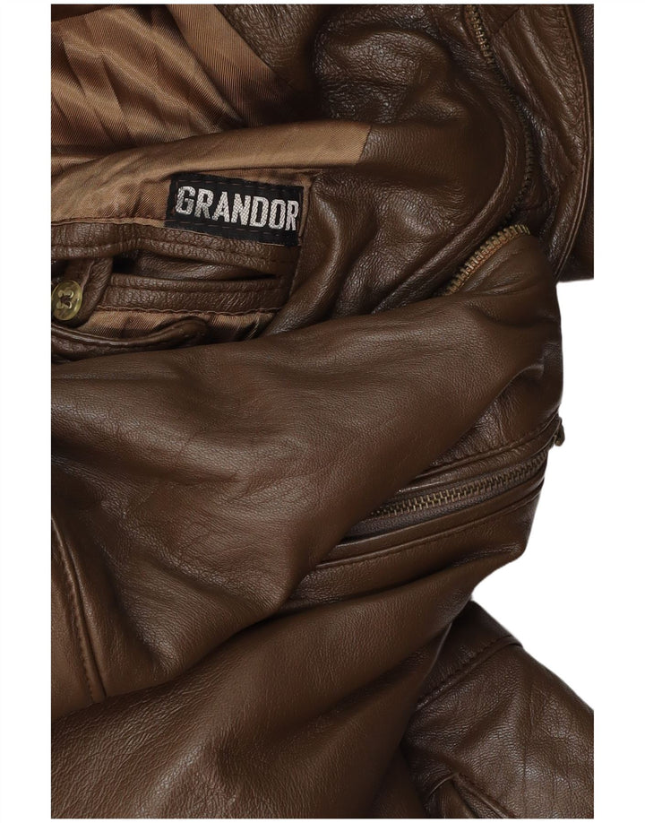 VINTAGE Mens Leather Coat UK 38 Medium Brown