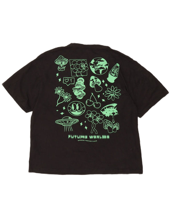 Jack & Jones Mens Graphic T-Shirt Top Large Black Cotton