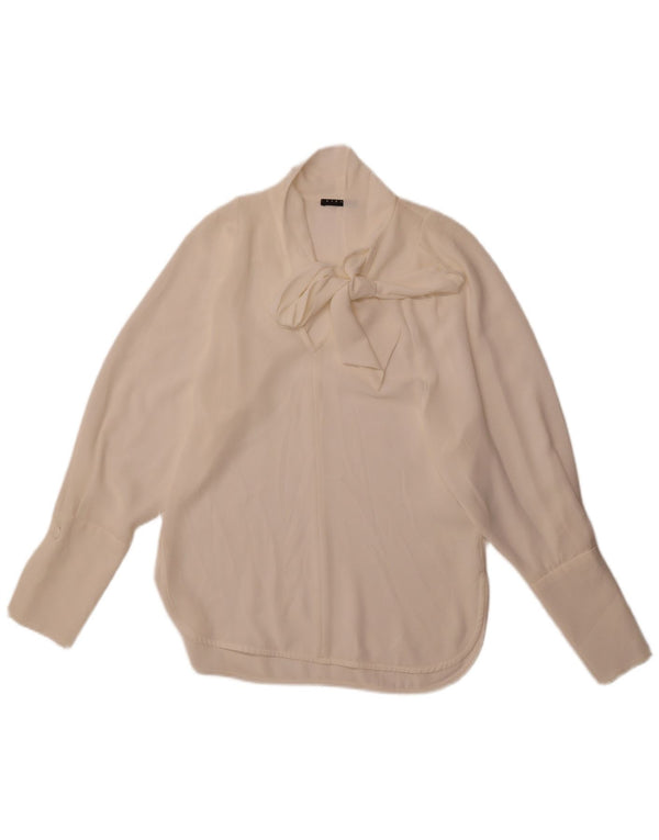 Sisley Womens Front Tie Loose Fit Blouse Top UK 6 XS Off White Polyester