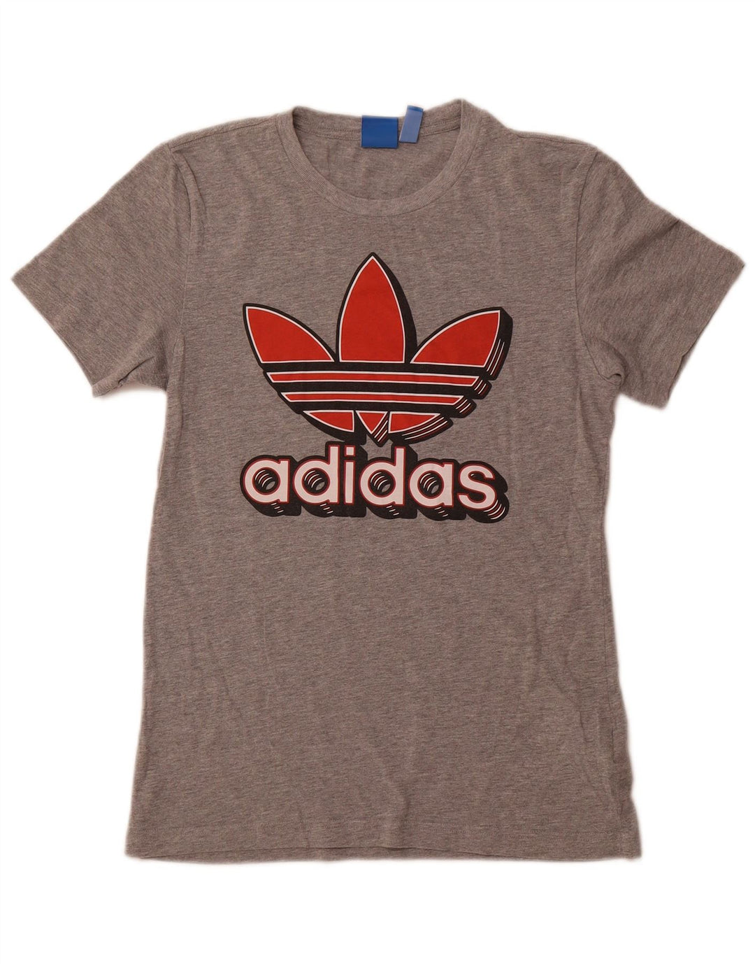ADIDAS Womens Graphic T-Shirt Top UK 10 Small Grey Flecked Cotton