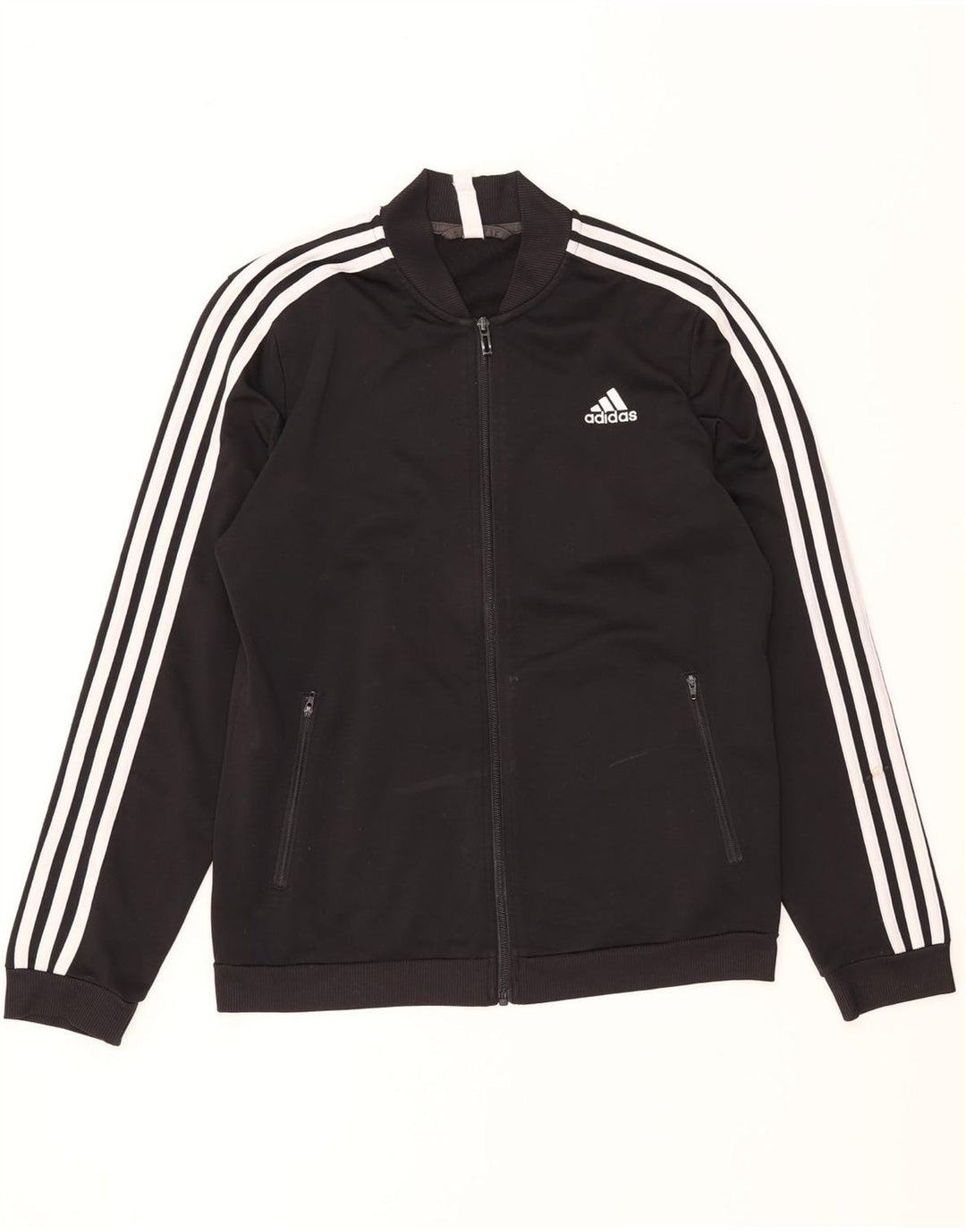 ADIDAS Womens Tracksuit Top Jacket UK 12/14 Medium Black Polyester