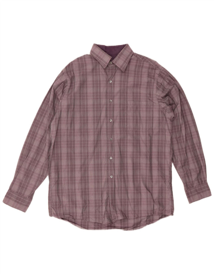 CALVIN KLEIN Mens Regular Fit Shirt Size 16 Large Purple Check Cotton