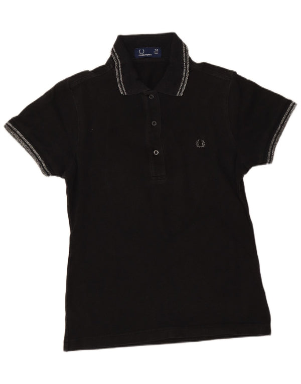 Fred Perry Womens Polo Shirt UK 10 Small Black Cotton