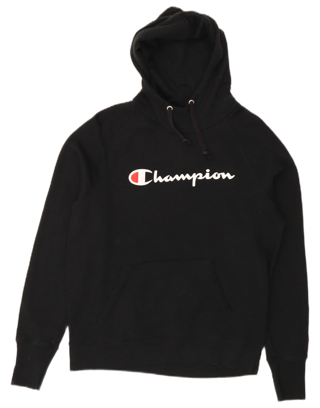 CHAMPION Womens Graphic Hoodie Jumper Small Black Polyester